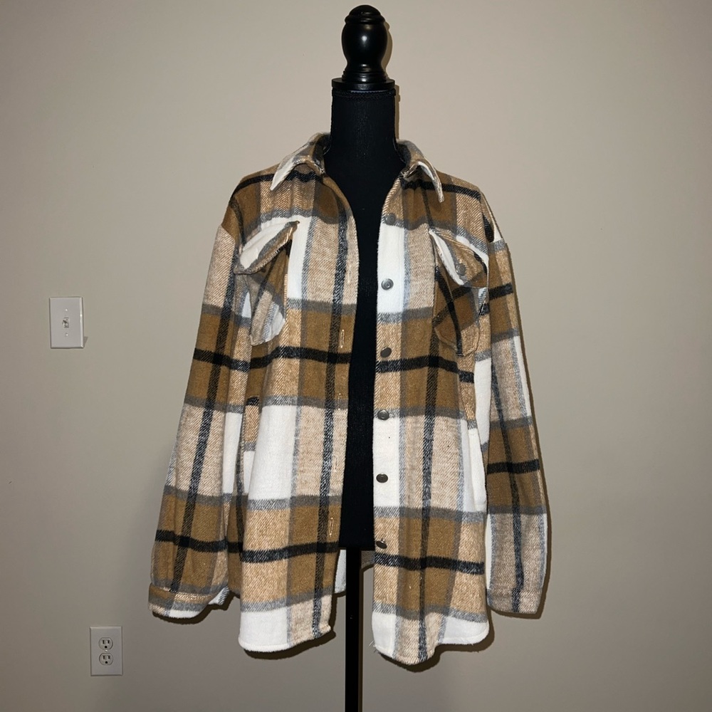 Fleece button front shacket